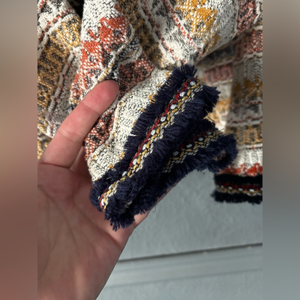 ZARA TRF Cropped Tweed Jacket Multicolor Open Front Cotton Blend Small - Picture 11 of 12